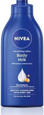 NIVEA Nourishing Body Milk 600ml Body Lotion with Hyaluronic Acid | 72Hr Hydration | Deep Moisture Care for Very Dry Skin | Enriched with Almond Oil | Smooth, Radiant & Healthy Looking Skin Care