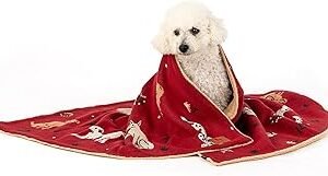HUFT Bloom Buddies Dog Blanket – Red, L | Soft & Cozy Pet Blanket | Warm, Lightweight Fleece Bedding | Comfortable Sleep Blanket for Dogs | Durable, Washable Dog Accessory