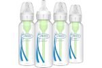 Dr. Brown's Natural Flow Anti-Colic Options+ Narrow Baby Bottle, 8 oz/250 mL, with Level 1 Slow Flow Nipples, 0m+, 4 Pack