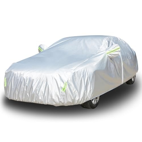DAYONG Car Cover, All Weather Waterproof Full Cover for Sedan SUV, Cotton Lining Door Zipper, Windproof Straps, Dustproof Sun Protection Car Tarp for Automobiles. (C1-490 * 190 * 150CM)